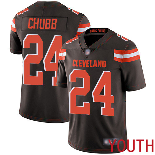 Cleveland Browns Nick Chubb Youth Brown Limited Jersey #24 NFL Football Home Vapor Untouchable->youth nfl jersey->Youth Jersey